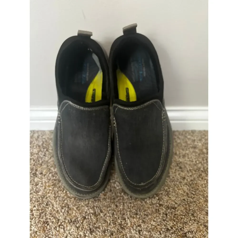 GUC Sketchers gray canvas slip on casual loafer shoe, woth memory foam, size 11